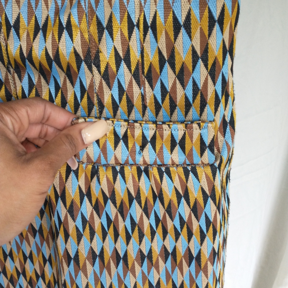 Women's blue, brown, black, tan printed Zara dress - Picture 7 of 11